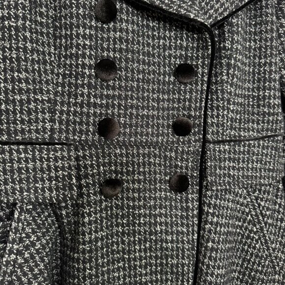 GUESS Houndstooth Wool Peacoat | Black & White Double-Breasted | Size Medium - Picture 4 of 13